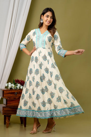 Gunjan blue fabulous printed anarkali gown