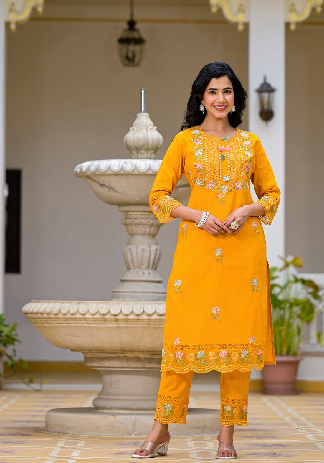 Mustard Yellow Straight Stylist Kurta Set with Dupatta