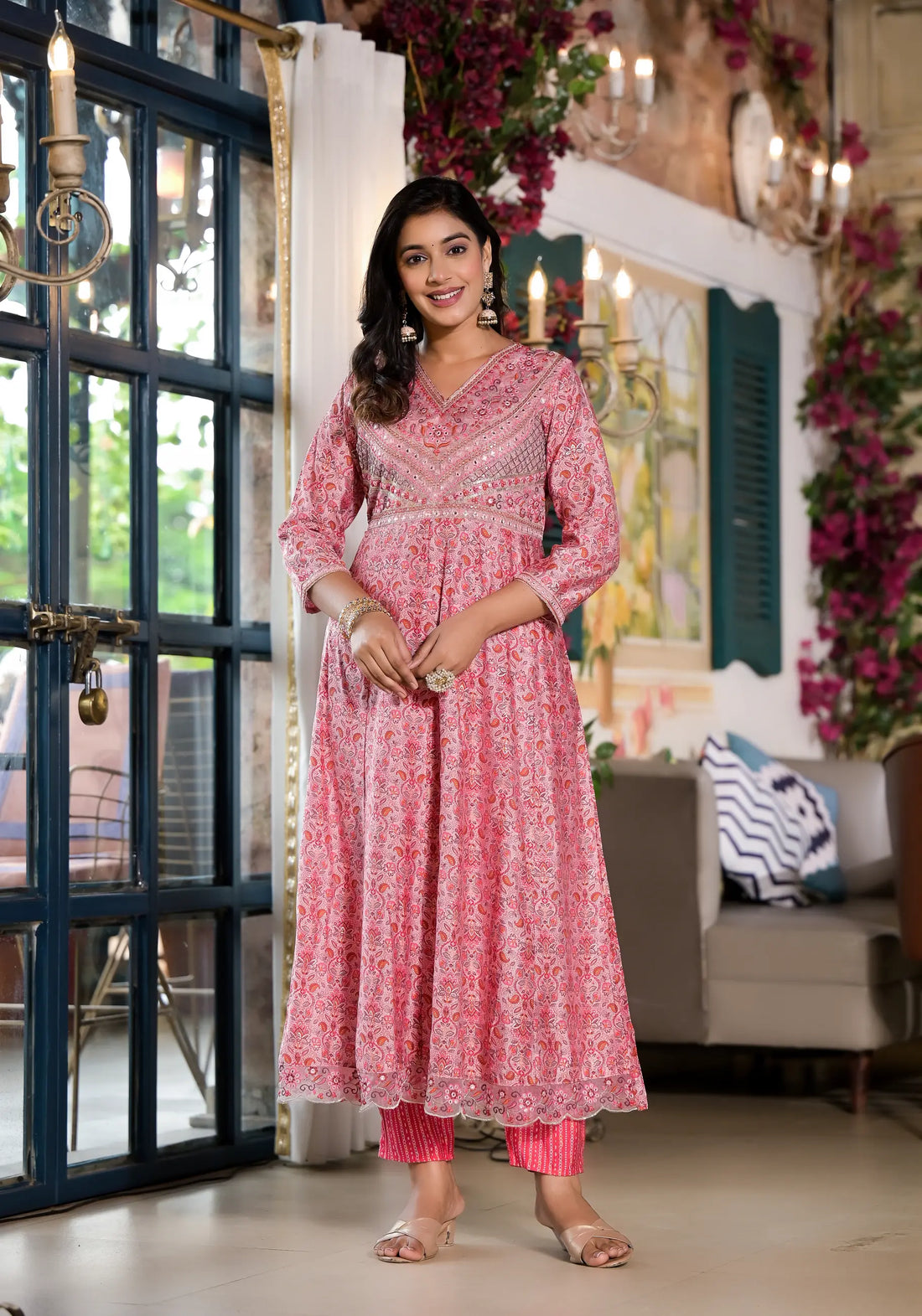 Reddish Premium Stylish Print Anarkali Set