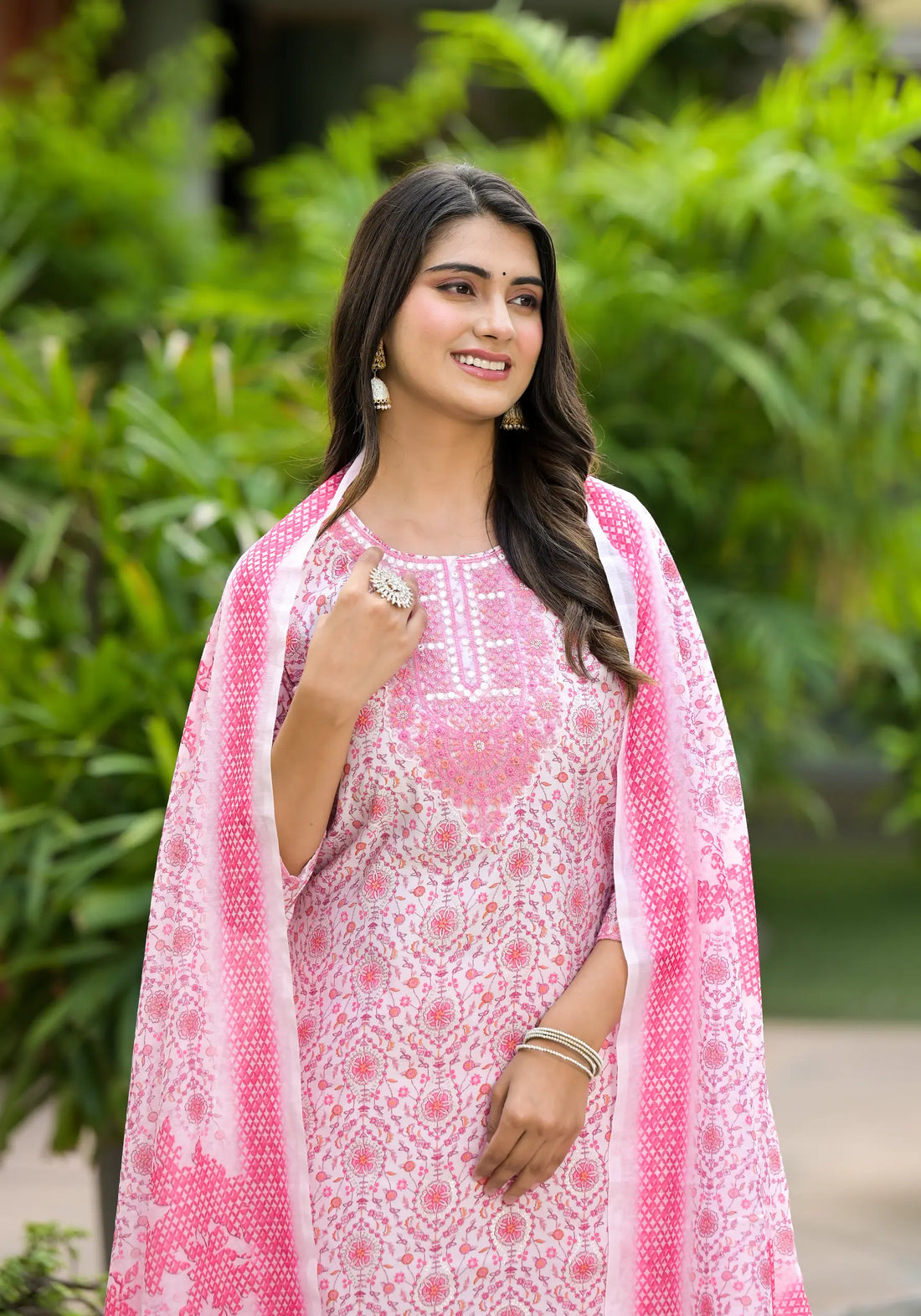 Light Pink Straight Kurta with Dupatta Set