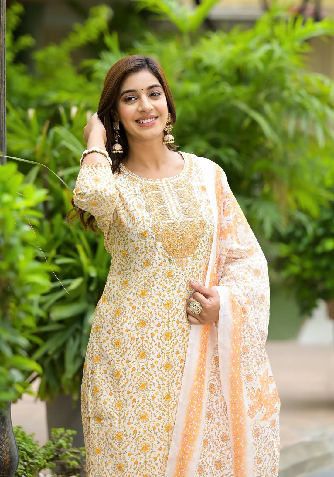 Light Yellow Straight Kurta with Dupatta Set