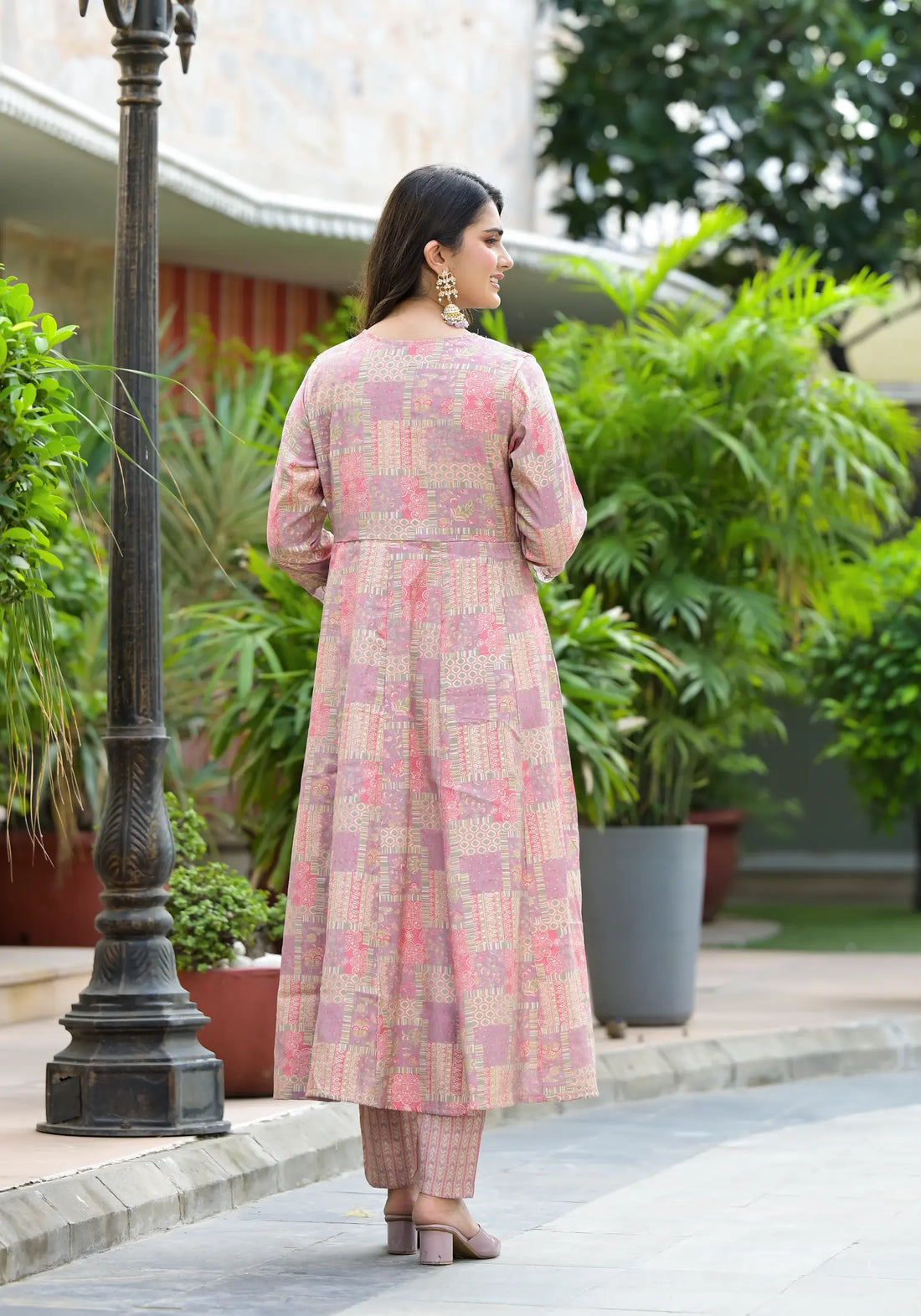 Pink New Pattern Printed Classic Anarkali Set