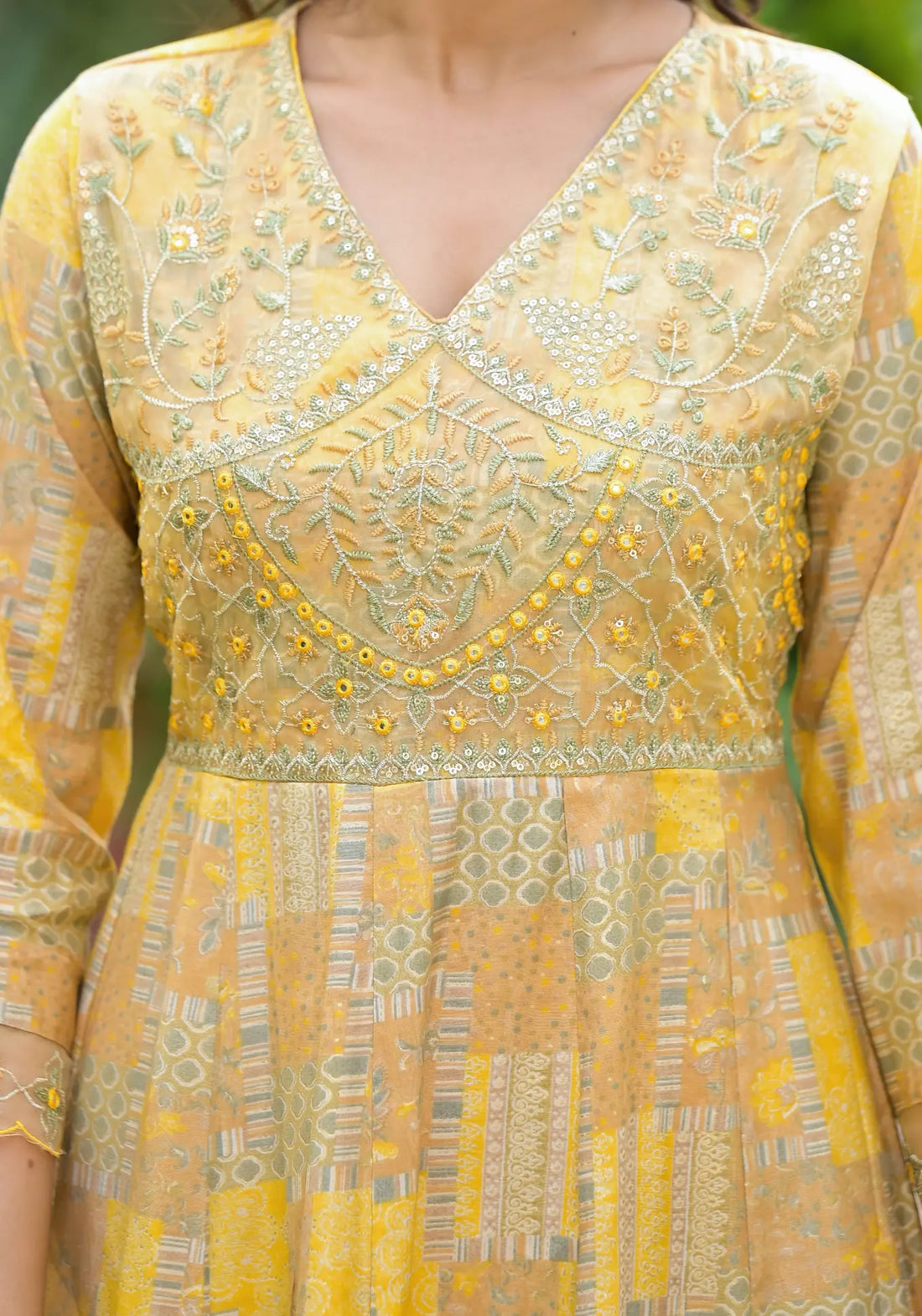 Yellow New Pattern Printed Classic Anarkali Set