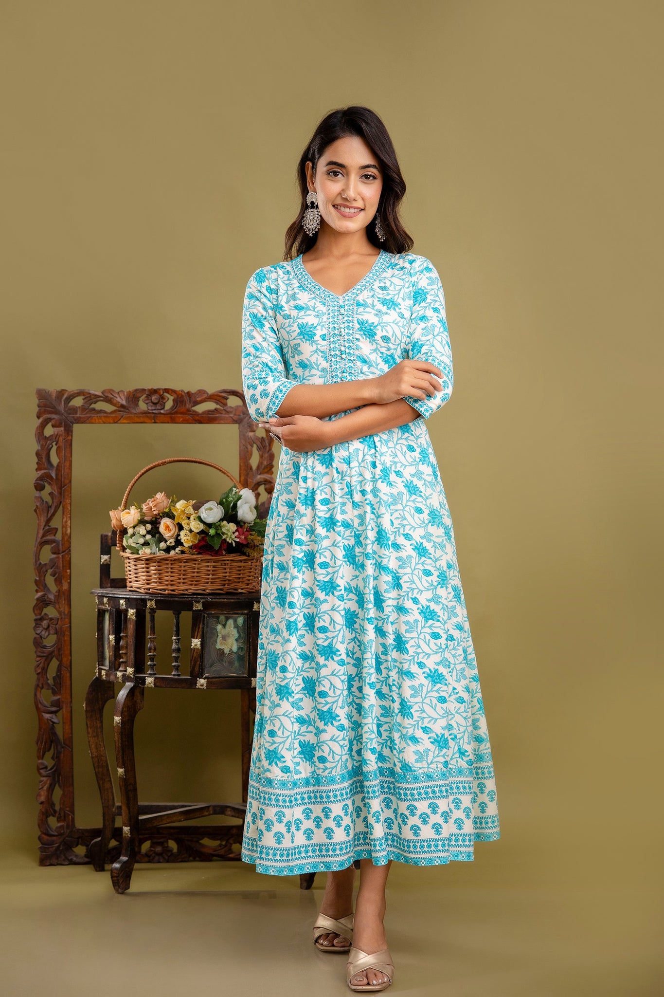 Gunjan sky beautiful printed anarkali gown