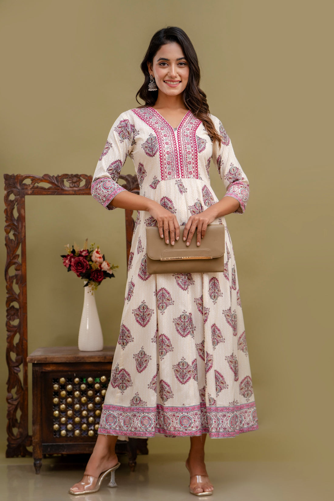 Gunjan pink fabulous printed anarkali gown