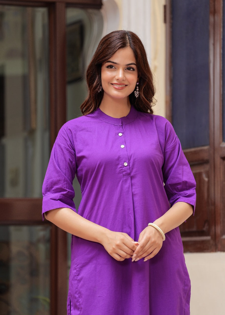 Vibrant Bright Gulal Purple with pocket 2 piece (set of 2)